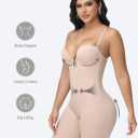 SHAPESHE Strapless Shapewear for Women Backless Bodysuit Tummy Control Built-in Bra Low Back Deep U Plunge Body Shaper, M