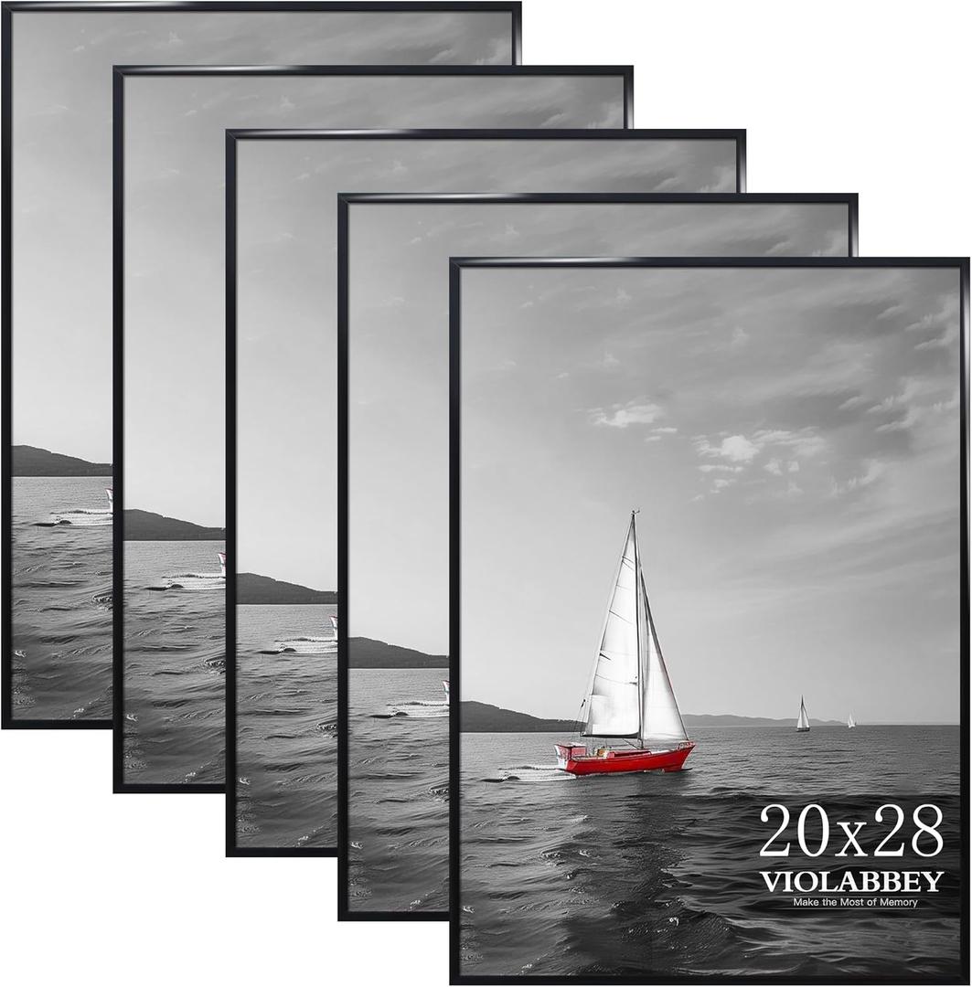 VIOLABBEY 20x28 Picture Frame Set of 5, Black Picture Frames for Wall Mounting Vertically or Horizontally, Gallery Wall Frame