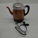 Euro Cuisine PER04 Stainless Steel Electric Coffee Percolator, 4 Cup, Polished Copper Finish, Dripless Gooseneck Spout, Clear Glass Knob, Brewing Indication, Keep-Warm Function, Detachable Cord