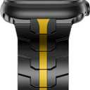 CHANCHY Stainless Steel Band for Apple Watch Band Apple Watch Ultra 3/2/1 Band 49mm, Series 11/10 46mm, 9/8/7 45mm, SE3/SE2/SE 6/5/4 44mm, 3/2/1 42mm, Metal Strap with Folding Clasp for Men, Titanium (Black/Gold)