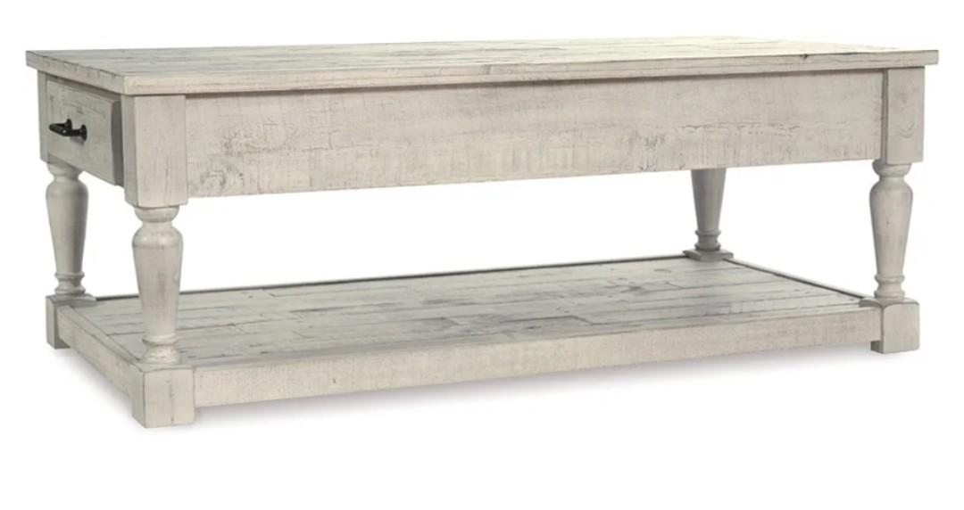 Signature Design by Ashley Shawnalore Rectangular Rustic Cocktail Table, Whitewash
