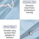 Duvet Cover Twin/Twin XL Size Set - Extra Soft Twin/Twin XL Duvet Cover 68" x 90" with 1 Pillow Sham - Hotel Luxury, Easy Care, Fade Free w/ Zipper Closures & Ties - Comfy & Breathable (Light Blue)