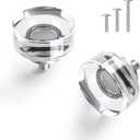 1.38 Inch Brushed Nickel Crystal Cabinet Knobs and Pulls, 8 Pack Round Glass Drawer Knobs for Kitchen Cabinets, Bathroom Vanity, Bedroom Dresser, Closet & Furniture Hardware