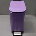 TrashAid Slim Bathroom Can with Lid Soft Close, 6 Liter/1.6 Gallon Stainless Steel Small Garbage Can with Removable Inner, Step Pedal, Slim Wastebasket for Toilet, Office, Bedroom, Purple
