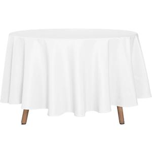 sancua Round Tablecloth - 90 Inch - Water Resistant Spill Proof Washable Polyester Table Cloth Decorative Fabric Table Cover for Dining Tables, Buffet Parties and Camping, White