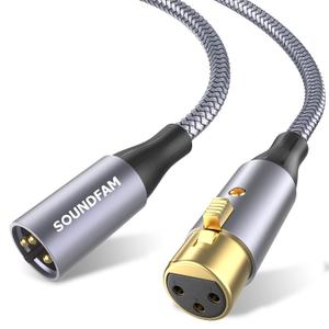 XLR Cable 6ft, XLR Male to Female Microphone Cable Gold-Plated Connector for Amplifier Mixer,Speaker Systems,Recording Studio-Grey