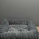 Rectangle Dog Bed for Small Dogs Washable Furry Puppy Beds,Orthopedic Soft Calming Warming Sleeping Cat Bed with Sides,Cozy Corduroy Fleece Square Pet Beds for Large Cat and Puppy,Warm Grey 20x19 Inch