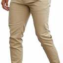 Mens Jeans Skinny Stretch Premium High Rise Colored Jeans Expandable Waist (Beige)