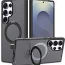 Magnetic for Samsung Galaxy S25 Ultra Case, 6.9", Compatible with MagSafe, Rugged Kickstand, Not-Yellowing Military-Grade Protection, Matte Black