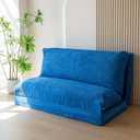 MAXYOYO Bean Bag Bed Folding Sofa Bed Floor Mattress for Adults, Extra Thick and Long Floor Sofa with Corded Washable Cover, Blue (Twin 39x95 Inch)