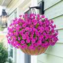 Yastouay Artificial Flowers for Outdoors, 26 Bundles Fake Outdoor Flowers, UV Resistant Artificial Plants & Flowers for Decoration, Fuchsia Realistic Morning Glory for Outdoor Porch Garden Decoration