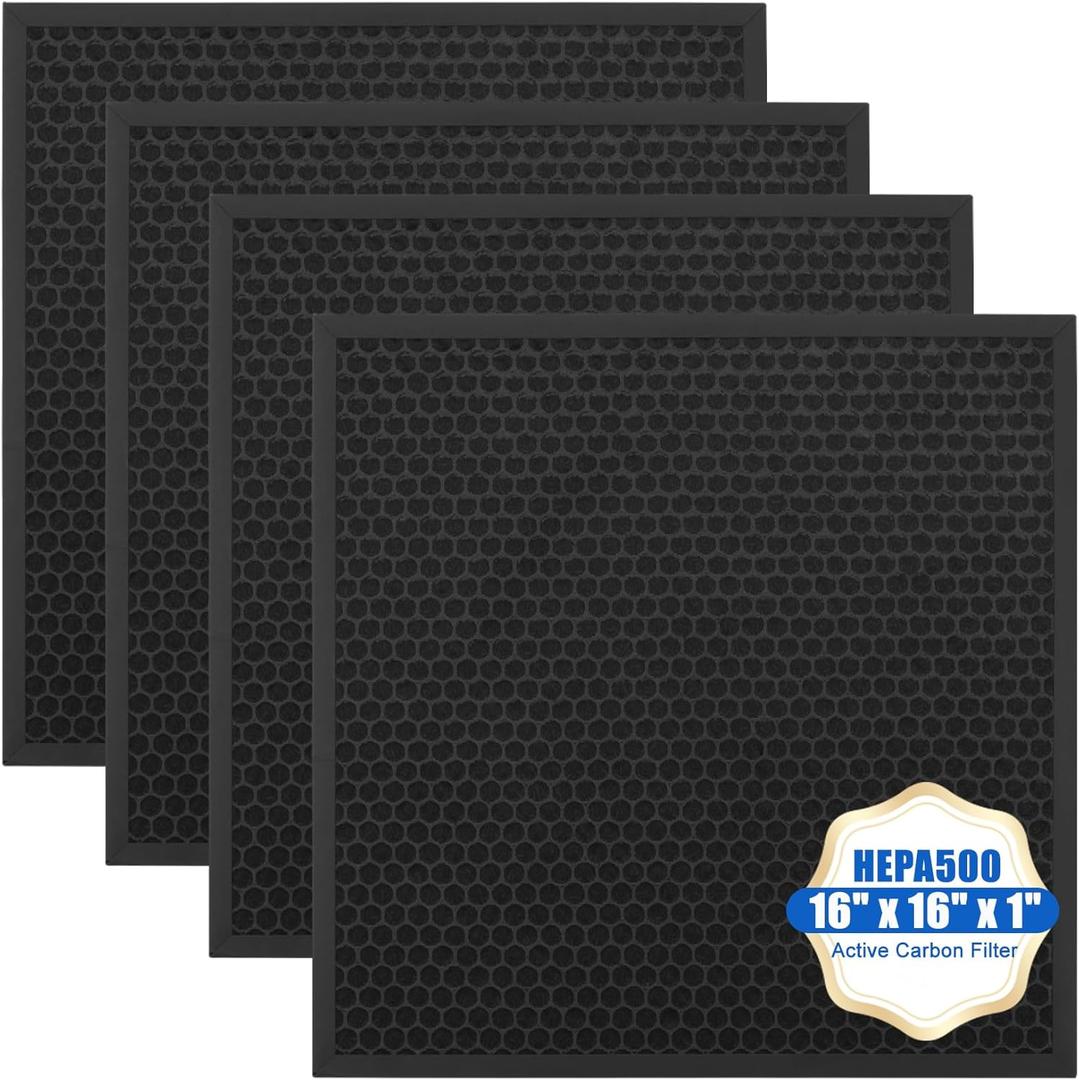 4 Packs HEPA 500 Air Scrubber Active Carbon Filter Replace for MOUNTO,Drieaz Hepa 500,16''x16''x1'' Active Carbon Filters Compatible with MOUNTO HEPA 500, Bluedri AS550,Dri-Eaz HEPA500 Air Scrubber