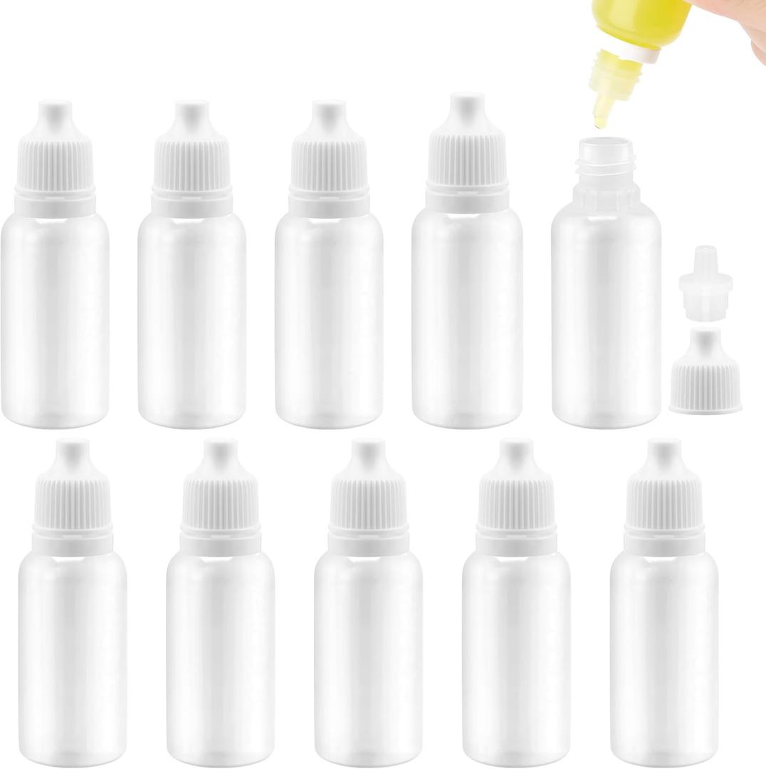 AHIER 50PCS Plastic Dropper Bottle, Eye Dropper Bottle, 15ML Empty Plastic Squeezable Eye Dropper bottle LDPE with Childproof Cap