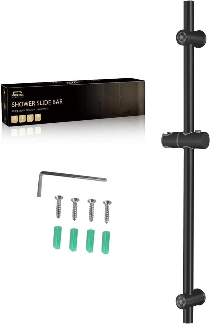 All Metal handheld shower head holder 30-Inch with Shower Slide Bar for Bathroom Wall Mount SUS 304 Stainless Steel Brushed Finish (Matte Black)