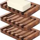 Wood Soap Dish - Wooden Soap Dish for Shower, 3pack Bar Soap Holder, Self Draining Soap Holder Shower for Bathroom, KitchenRustic Style