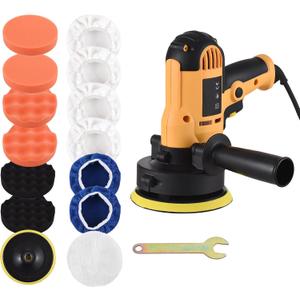 Buffer Polisher, Weytoll 700W 5 Inch Car Detailing Polisher, Waxing Machine with Auxiliary Handle Sponge Wool Cap Pad, 600-3700RPM Variable Polisher for Floors Furniture Ceramics Jade etc.