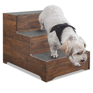 beeNbkks Dog Stairs Furniture, Extra Wide Wooden Pet Steps for Medium Large Dogs and Cats, Non-Slip Pet Ladder for Elderly Injured Pets Short Legged Puppy to Reach Couch Sofa High Bed Windowsill