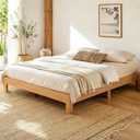 Queen Bed Frame, 11.5 Inch Solid Wood Platform Bed, Natural Pine