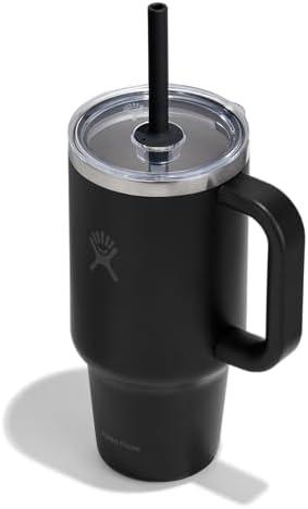 Hydro Flask Travel Tumbler with Handle, Clear Lid and Straw - Insulated Stainless Steel