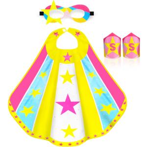 iROLEWIN Superhero-Capes for Kids Super Hero Costumes Girls-Boys Toddler Dress Up Clothes as Party-Toys Gifts Mask Bracelet (Rose)