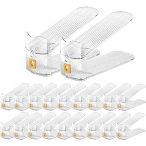 CiBiZi Clear Shoe Slots Organizers 20Pack Shoe Stacker Organizer for Closet Shoe Stackers for a Pair of Shoes Shoe Display Shelf Shoe Rack Holders Space Saver Organizador de Zapatos (Clear)