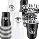 32 Pack Death to My 20s Decorations 16 Pcs Rip 20s Birthday Cups 16 oz Disposable Plastic Black White Cups and 16 Pcs Gothic Straws 30th Birthday Decoration for Halloween Party Supplies