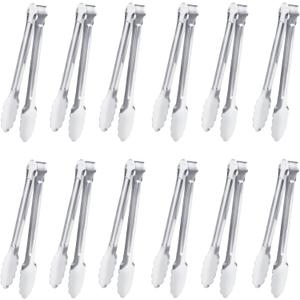 Serving Tongs,Buffet Tongs, Dmoera Stainless Steel Food Tong Serving Tong Small Serving Tongs Stainless Steel Mini Appetizer Tongs, Set of 12 (5Inch)