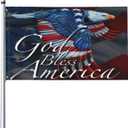 God Bless American Flag Eagle Patriotic Happy July 4th Welcome Party Outdoor Outside Decorations Picks Home House Garden Yard Decor 3 X 5 Ft Large Flag