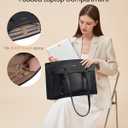 LOVEVOOK Laptop Tote Bag for Women,Computer Work Bag With Large Cup Holder,17.3 Inch Waterproof PU Leather Purse Briefcase for Teacher