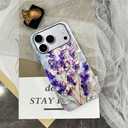 Case Compatible with iPhone 17 Pro,Glossy Hybrid 2-Layer Hard Shell,Shockproof Soft for Girl Women,Lavender Flower Purple Stained Glass