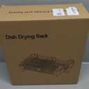 Stainless Steel Dish Drying Rack - Dish Drainer for Kitchen Counter, Extendable Drainboard with Foldable, Space-Saving Cup & Bowl Organizer, Includes Knife and Utensil Holder, Black