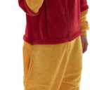 COSUSKET Snug Fit Unisex Adult Onesie Pajamas, Flannel Cosplay Animal One Piece Halloween Costume Sleepwear Homewear (Red/Yellow, XL)