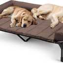 Veehoo Cooling Elevated Dog Bed Add Removable Waterproof Bolster Cushion Mat, Raised Pet Cot with Breathable Teslin Mesh, No-Slip Feet, Dog Sofa Bed for Indoor Outdoor, XXLarge, Brown CWC2331B (59.0"L x 37.5"W x 9.0"Th)