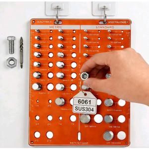 Nut and Bolt Thread Checker, Standard & Metric 42 Hole, Screw Size Tester Assortment Measuring, 19 SAE & 15 Metric & 8 Drill Bit Gauge, Bolt Size Finder Identify Board, Identifier Gauge