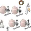 T-Bar Suction Cup Hooks for Shower - Suction Cup Wreath Hanger for Front Door, Reusable, Multifunctional Hooks for Bathroom Window Door Glass Kitchen (Pink, 4-Pack)