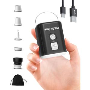 Mini Air Pump for Inflatables with 1600mAh Battery USB Rechargeable, Portable Air Mattress Pump to Inflate Deflate for Pool Floats, Air Bed, Air Mattress Swimming Ring, Vacuum Bags (Black)