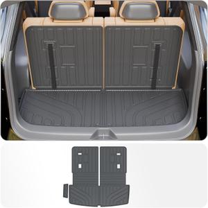 Cargo Mat Compatible with 2017-2023 GMC Acadia 6&7 Seats Cargo Liner Trunk Mat Trunk Liner TPE All Weather Back Seat Cover Protector 2022 Acadia Accessories (Trunk Mat with Backrest Mat)