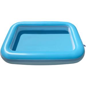 Inflatable Splash Pool for Kids, Plastic Wading Pools Outdoor, Large Sensory Sand & Water Play Pit for Toddlers, Kiddie Small Swimming Pool with Air Pump, Sand Box Backyard (53"*35"*9")