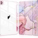 Soke Case for iPad Pro 12.9 Inch (6th/5th/4th/3rd Generation, 2022/2021/2020/2018) - Pencil Holder + Auto Sleep/Wake + Camera Protection, Transparent Shockproof Back Cover, Dreamy Marble