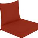 downluxe Outdoor Chair Cushions 24x24 with Removable Cover, Waterproof Patio Furniture Cushions, Deep Seat Cushions for Outdoor Furniture with Backrest for Sofa, Couch and Patio Chairs, Brick Red