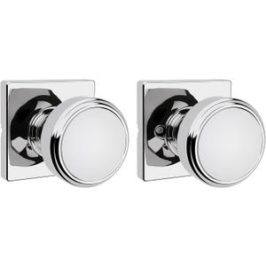 Kwikset Maven Interior Passage Door Knob, Square Handle for Closet and Hallway Doors, Non-Locking Doorknob in Polished Chrome, with Microban Protection (1 Pack)