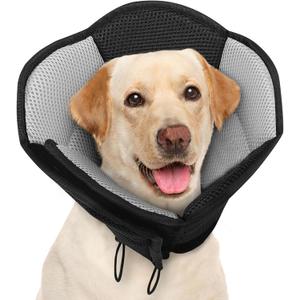 AOFITEE Dog Cone - Soft Cone for Dogs After Surgery, Comfy Cones for Large Dogs to Stop Licking, Adjustable Soft Dog Cone Collar, Elizabethan Pet E-Collar for Wound Healing, Black Large