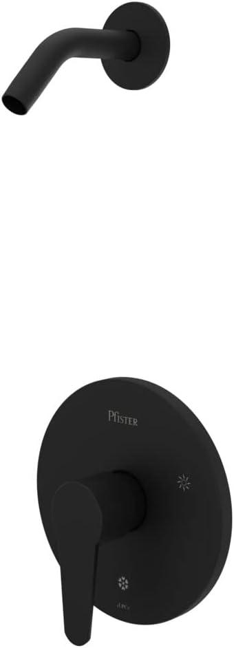 Pfister Pfirst Modern Tub & Shower Valve Only Trim (Valve Not Included), Includes Shower Arm, 1-Handle, Matte Black Finish, R89060B