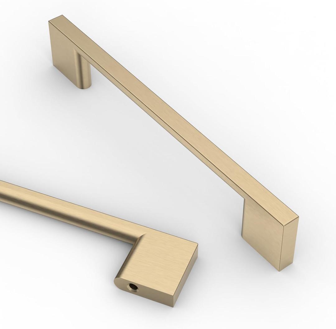 Asidrama 10 Pack 5 Inch(128mm) Brushed Brass Kitchen Cabinet Handles, Cabinet Pulls Kitchen Cabinet Hardware for Cupboard Drawer Pulls