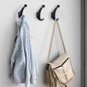 2 x 2 Pack Bathroom Towel Hooks, Screw in Metal Robe & Coat Hooks for Wall(Matte Black)