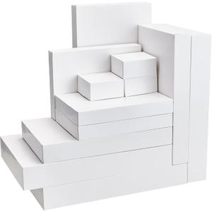 JOYIN 12PCS 17" Christmas Shirt Gift Boxes with Lid for Presents, Extra Large 4" Deep White Paper Box, 4 Assorted Different Size Robe Box for Clothes, Xmas Birthday Holiday Wedding Gift Wrapping Decor