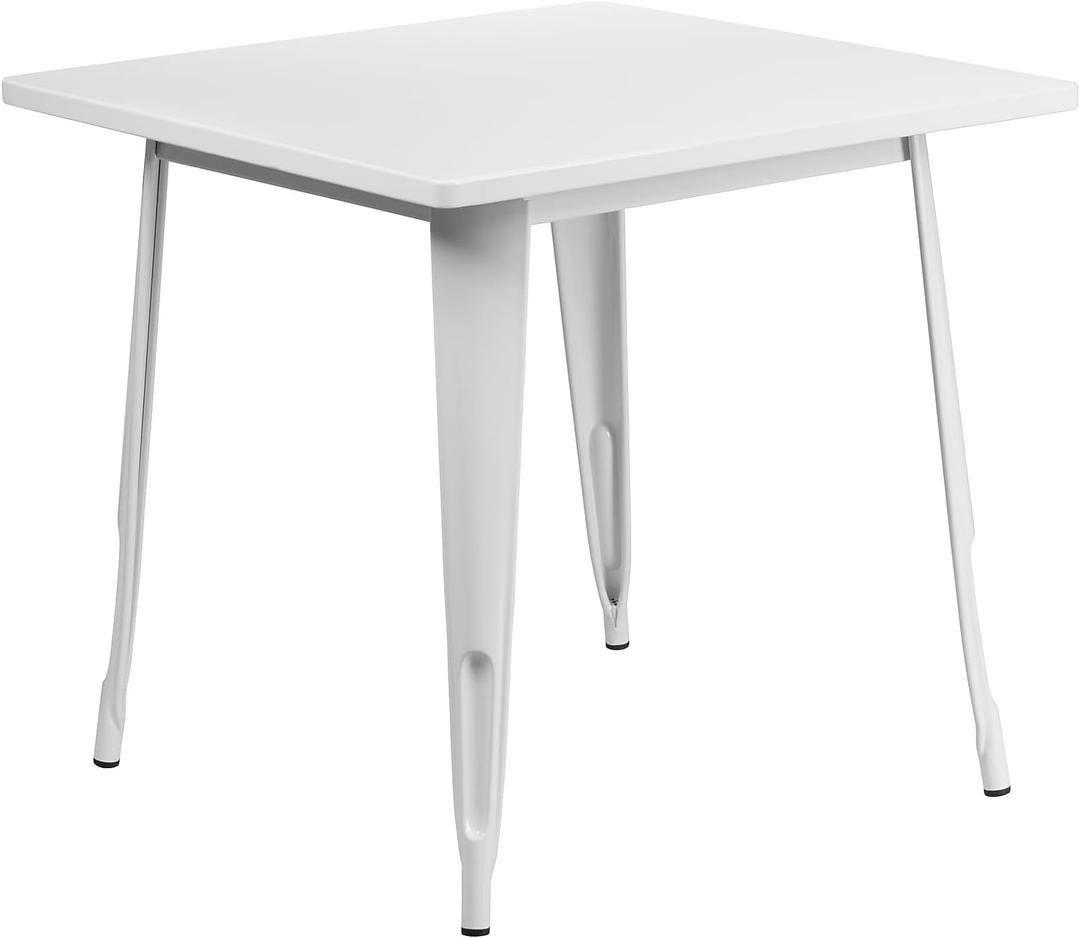 Flash Furniture Felix Commercial Grade 31.5" Square White Metal Indoor-Outdoor Table