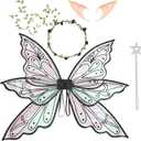 Large Fairy Wings for Adult Dress Up, Sparkling Sheer Wings, Butterfly Fairy Halloween Costume, Angel Wings for Women (Black)