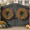 32"Artificial Eucalyptus Wreath with Seed for Front Door Decor(Fall Orange)
