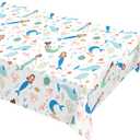 Cheerland Mermaid Tablecloth with Sea Animals for Under The Sea Ocean Girls Birthday Baby Shower Party Table Cover Corals Pastel Cute Fish Turtle Party Supplies and Decoration